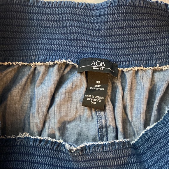 AGB WOMAN Plus Size 3X Denim Handkerchief Hem Skirt - Picture 6 of 7